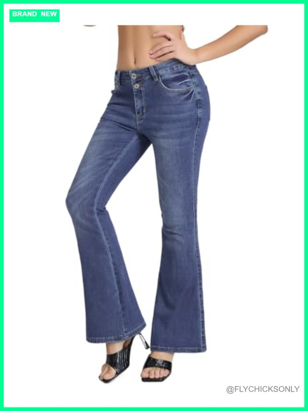 High Waisted Flare Bell Bottom Jeans Stretchy Denim Wide Leg Bootcut Pants